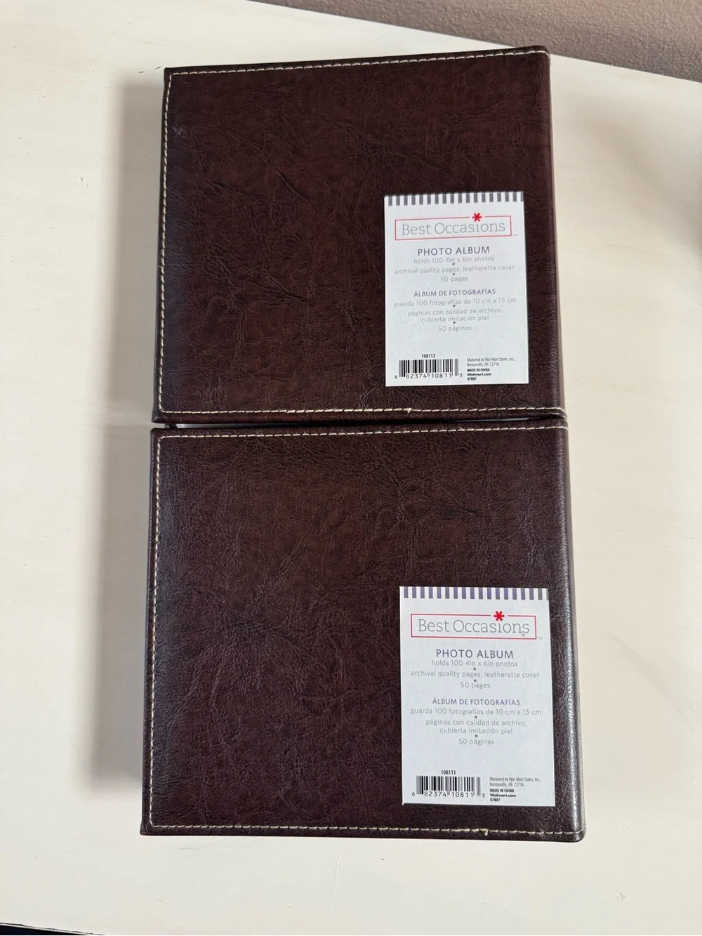 Set Classic Dark Brown Faux Leather Photo Album w/ Window 50 pages holds 100 4x6